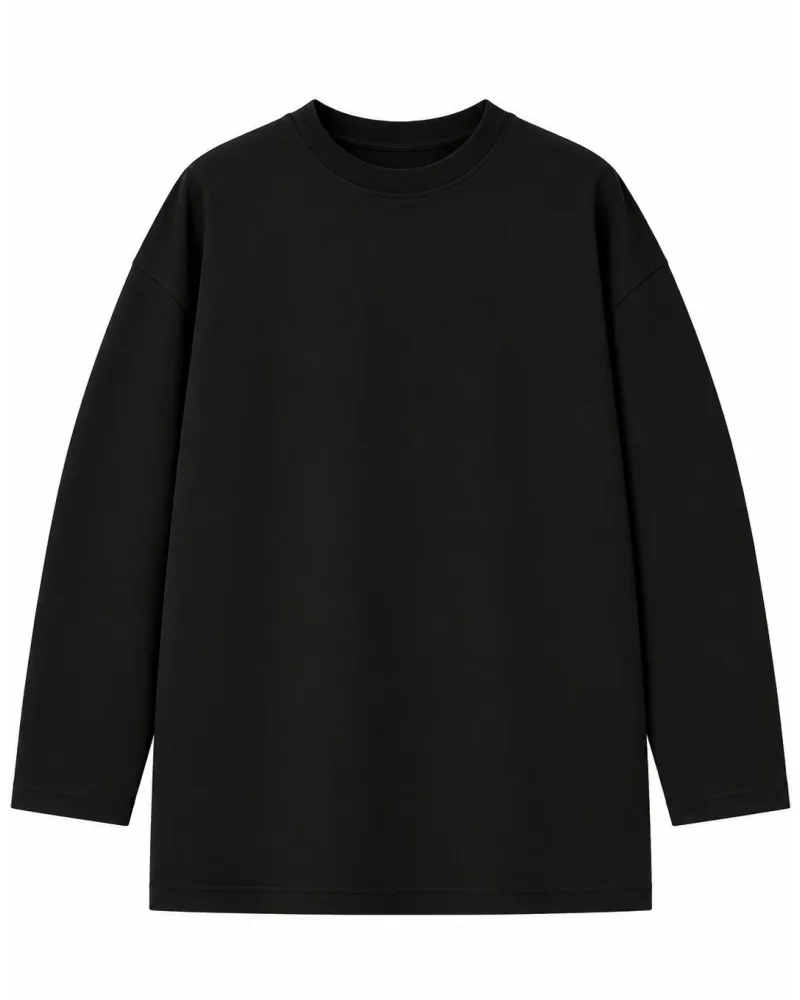 Full sleeve oversized tee in Black