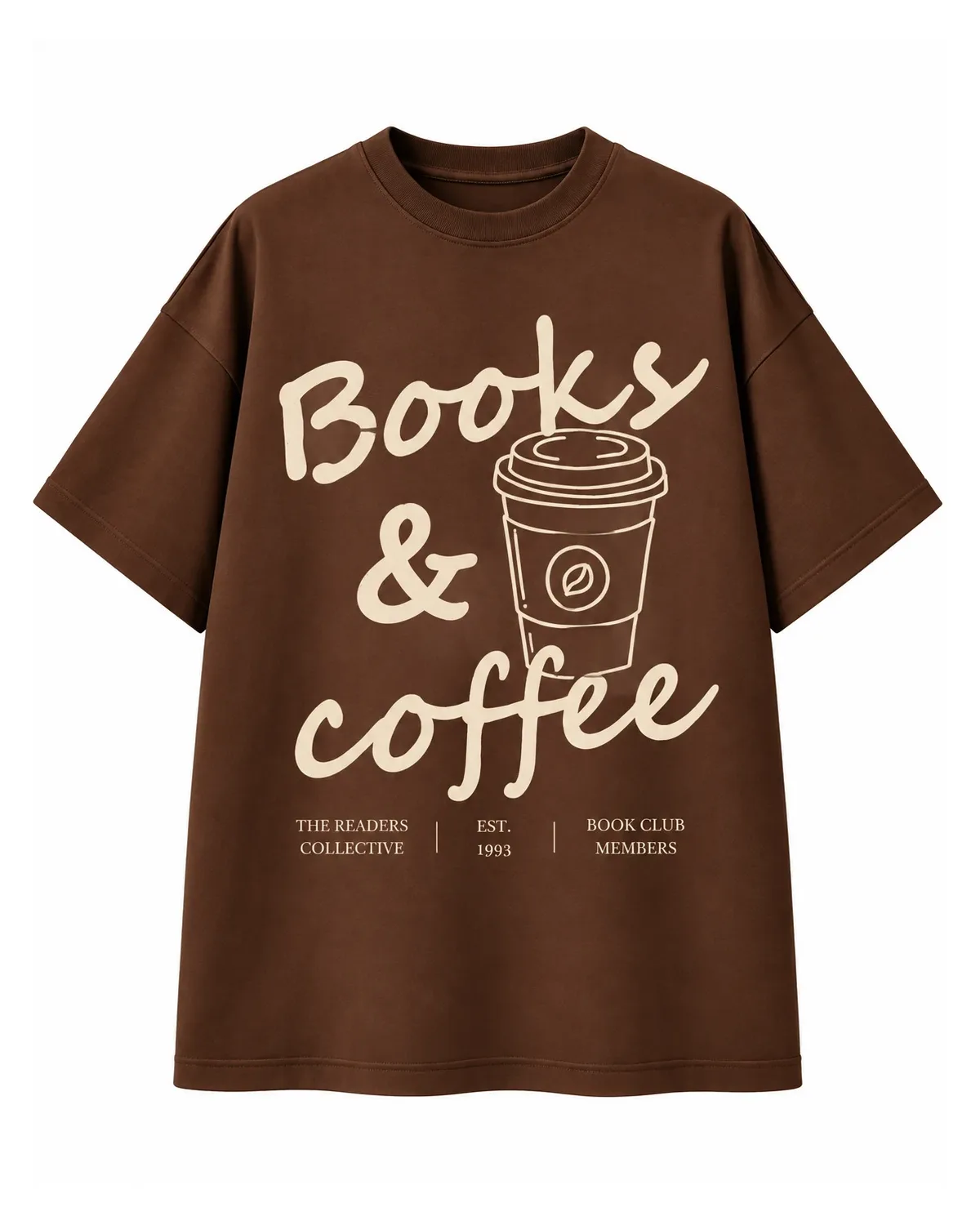 Books and coffee graphic tee in Brown