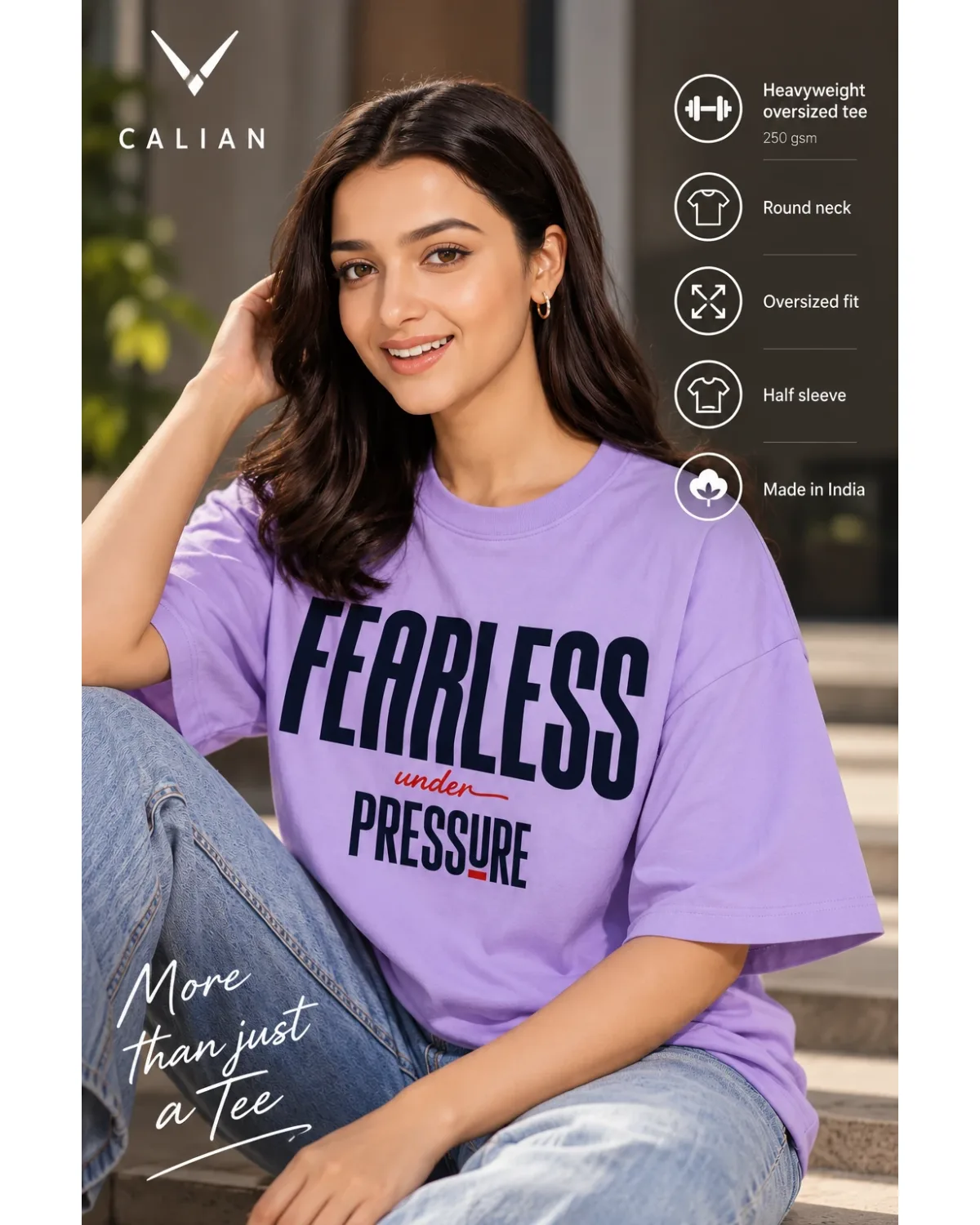 Fearless under pressure graphic tee in Lavender