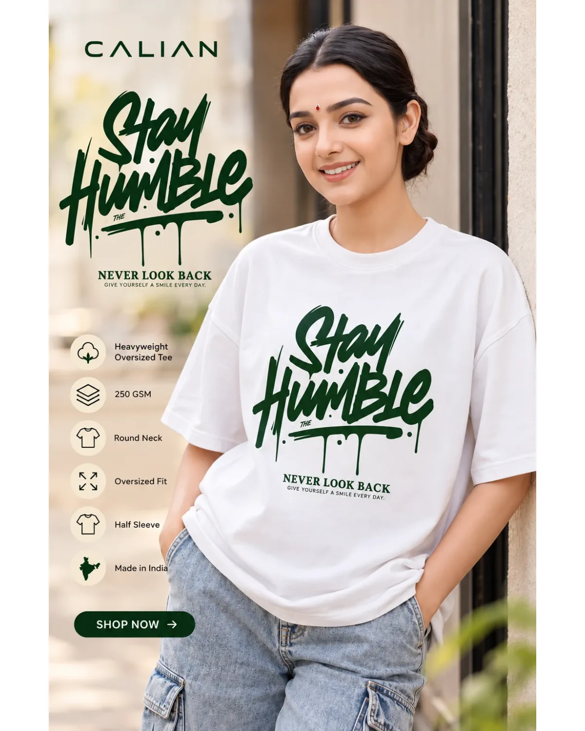Stay humble graphic tee in White